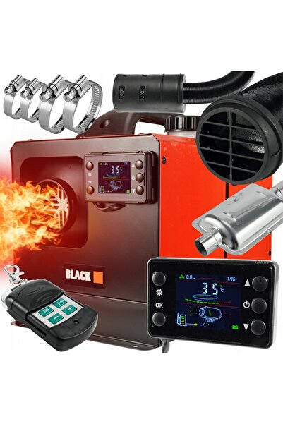 BLACK Sirocou Diesel Portabil 8KW – Incalzitor Auto 12V/230V cu Afisaj Digital si Telecomanda