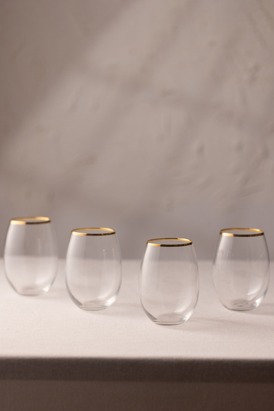 Rakle مجموعة أستوريا جولد مكونة من 4 أكواب مشروبات غازية 570 سم مكعب