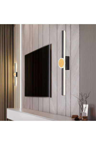 Apliqa Disk Siyah Gold 26 Watt Modern Tasarım Banyo Koridor Ledli Salon Aplik