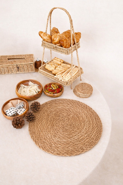 KaiHome Ψάθινη πλεξούδα 4 τεμαχίων μπαμπού πλάκα / American Service