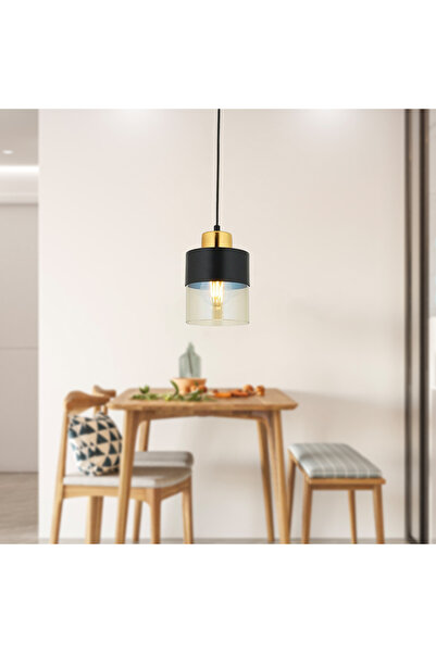 Apliqa Boris Tekli Siyah Gold Modern Retro Sarkıt Mutfak Salon Sarkıt Avize