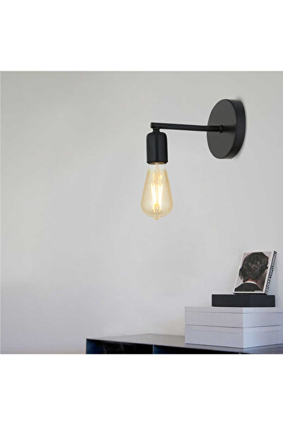 Apliqa Binay Siyah Boyalı Duvar Lambası Yatak Odası-Yatak Başı-Banyo Retro Aplik