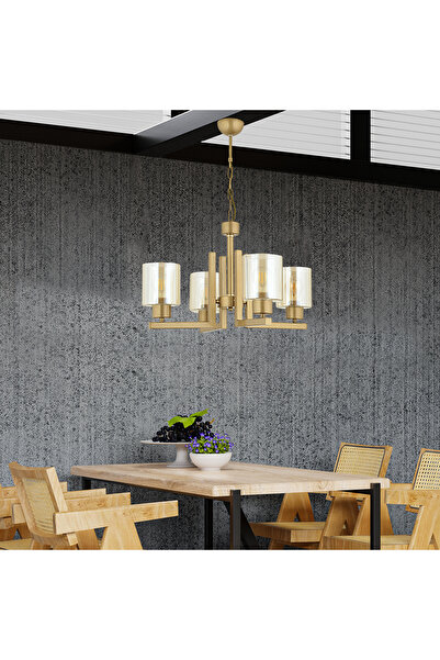 Apliqa Tasse 4 Lü Eskitme Boyalı Avize Bal Camlı Modern Genç Odası Yatak Odas...