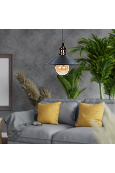 Apliqa Gönen Tekli Siyah Modern Retro Sarkıt Mutfak Retro Salon Avize