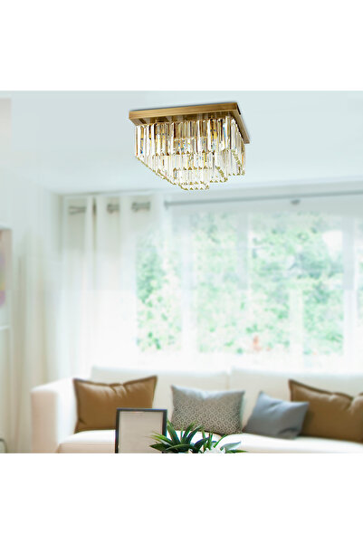 Apliqa Nilüfer Kristalli Eskitme Triplex Kare Kristalli Taşlı Modern Tasarım ...