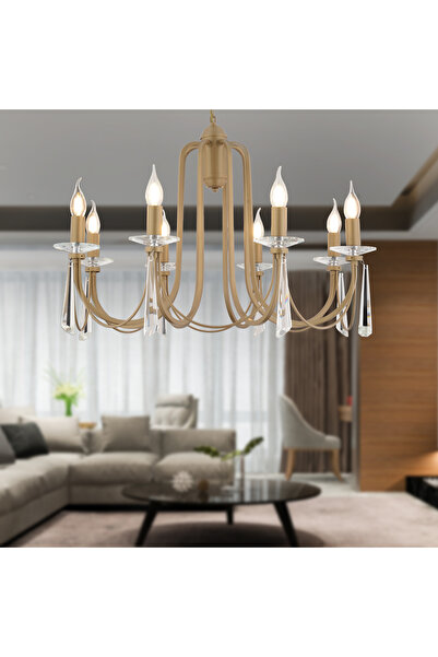 Apliqa Damian 8'li Yuvarlak Eskitme Modern Oturma Odası Salon Avize