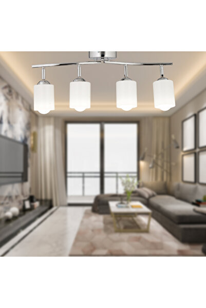 Apliqa Riley 4Lü Krom Spot Bardak Camlı Modern Koridor Mutfak Salon Plafonyer Avize