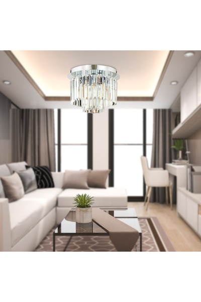 Apliqa Nilüfer 2 Katlı Küçük Krom Kaplama Yuv. Kristalli Taşlı Modern Tasarım...