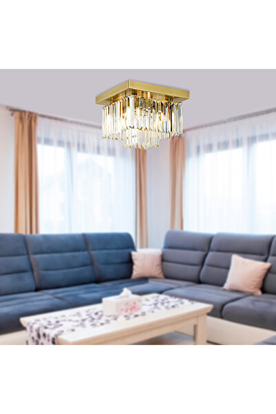 Apliqa Nilüfer 2 Katlı Küçük Eskitme Kare Kristalli Taşlı Modern Tasarım Kris...