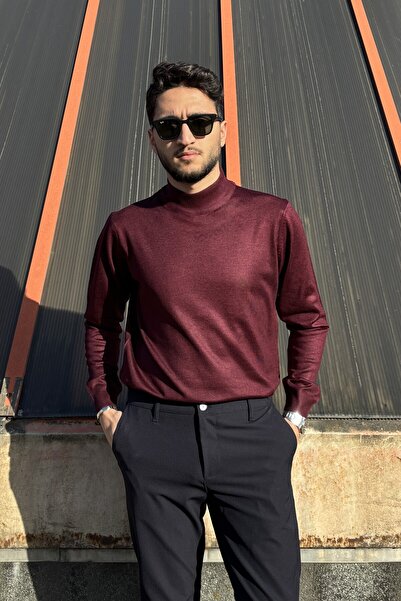 inpool Мъжки, тънък, плетен пуловер със стари пари, с половин яка