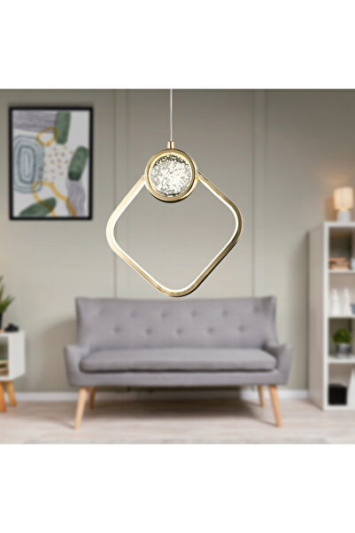 Apliqa Frieda Tekli 3 Renkli 17 Watt Gold Ledli Modern Oturma Odası Salon Sarkıt Avize