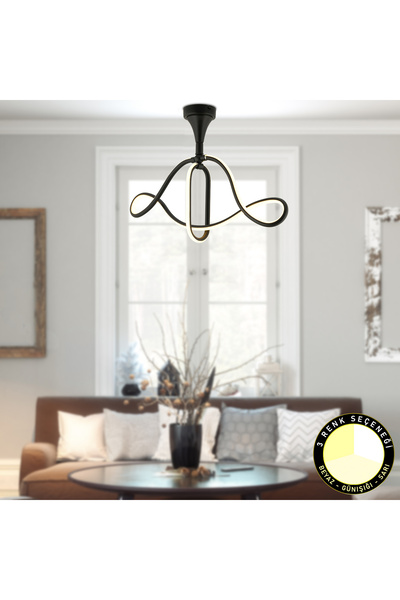 Apliqa Helin Siyah 50 Watt Sarkıt 3 Renkli Ledli Modern Mutfak Banyo Led Salo...