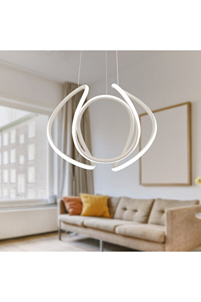 Apliqa Pietra Beyaz Sarkıt 56 Watt Sarkıt 3 Renkli Ledli Modern Mutfak Banyo Led Salon Sarkıt Avize