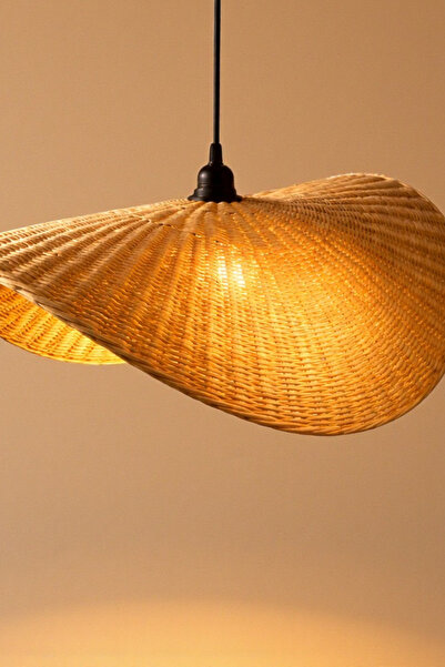 Joujou El Yapımı Rustik Rattan Avize NORDIC 60 cm Çap | Doğal Kök Boya | Bohe...