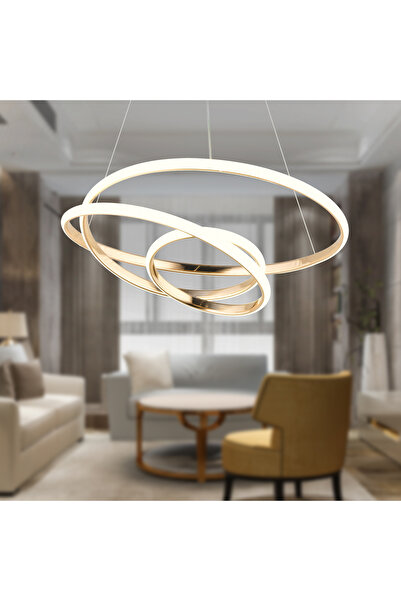 Apliqa Valter Gold 3 Renkli 75 Watt Kristal Ledli Modern Oturma Odası Salon S...