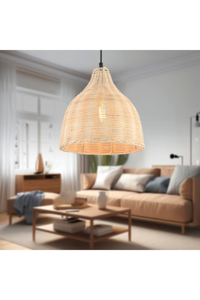 Apliqa Bannan Tekli Rattan Modern Tasarım Hazeran Avize Oturma Odası Bambu Avize