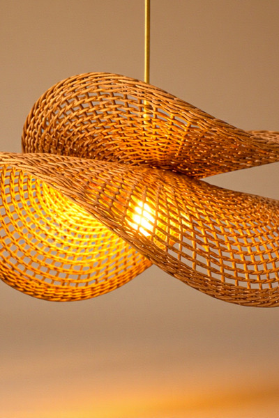 Joujou El Yapımı Rustik Rattan Avize LUNA 60 Cm Çap | Doğal Kök Boya Vernikli...