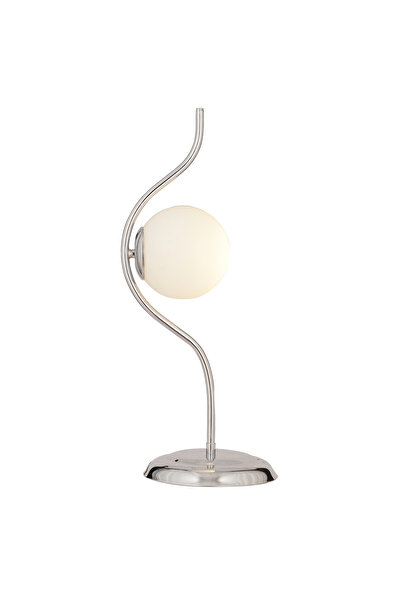 Apliqa Zeyna Krom Kaplama Beyaz Camlı Modern Tasarım Salon-Oturma Odası-Yatak Odası Abajur