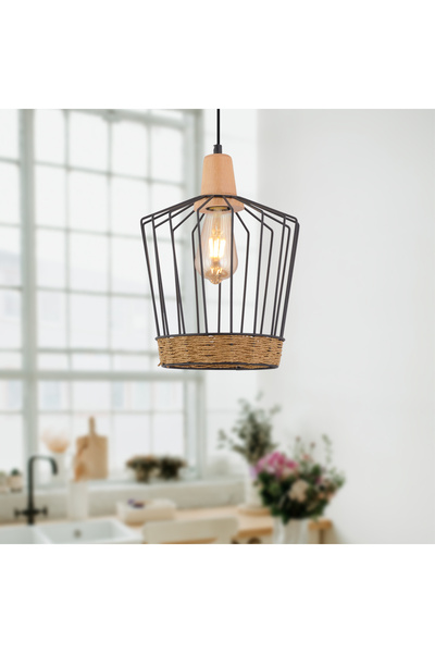 Apliqa Nairobi Tekli Siyah Telli Hasır Desenli Bohem Tarzı Yatak Odası, Korid...