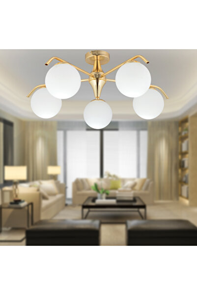 Apliqa Diaspor 5li Yuvarlak Gold Modern Sarkıt Genç Odası Yatak odası Retro Salon Avize