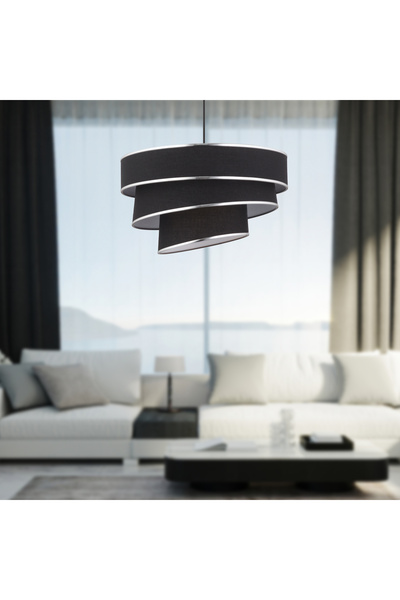 Apliqa Paoni 3 Katlı Siyah Gümüş Detaylı Modern Koridor,Yatak Odası Salon Avize