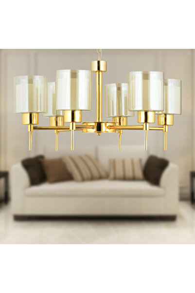 Apliqa Cemre 6 Lı Gold Modern Yatak Odası Salon Avize