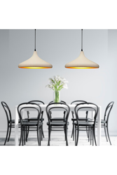 Apliqa Pera Beyaz 2Li Modern Retro Sarkıt Mutfak Salon Avize-Sarkıt Seti