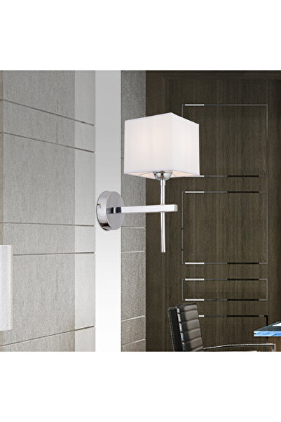 Apliqa Rory Tekli Beyaz Şapkalı Krom Duvar Lambası Yatak Odası-yatak Başı-ban...
