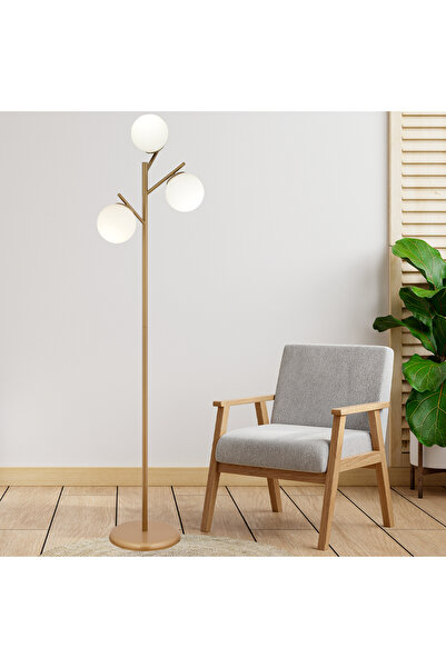 Apliqa Renji 3Lü Eskitme Boyalı Beyaz Camlı Modern Tasarım Metal Lambader