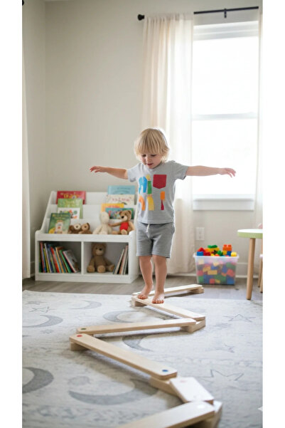 Masal Oyuncak مسار التوازن الخشبي 4 قطع