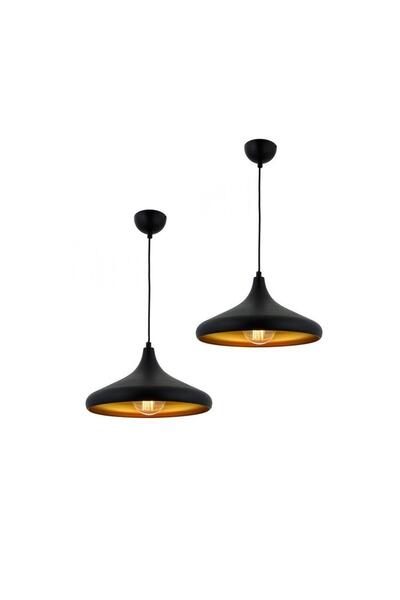 Apliqa Pera Siyah 2Li Modern Retro Sarkıt Mutfak Salon Avize-Sarkıt Seti