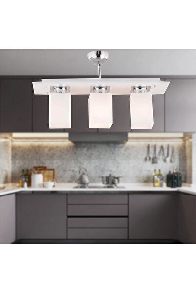 Apliqa Atlas 3 Lü Sıralı Beyaz Modern Genç Odası Mutfak- Banyo Mutfak Salon Spot Avize