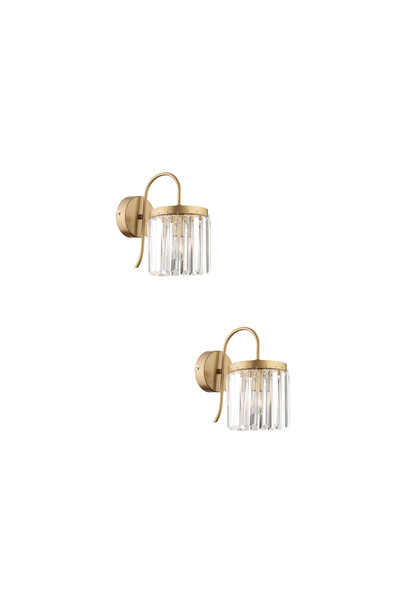 Apliqa Rachel Eskitme 2'li Aplik Seti Kristal Taşlı Yatak Odası-Yatak Başı için Duvar Lambası