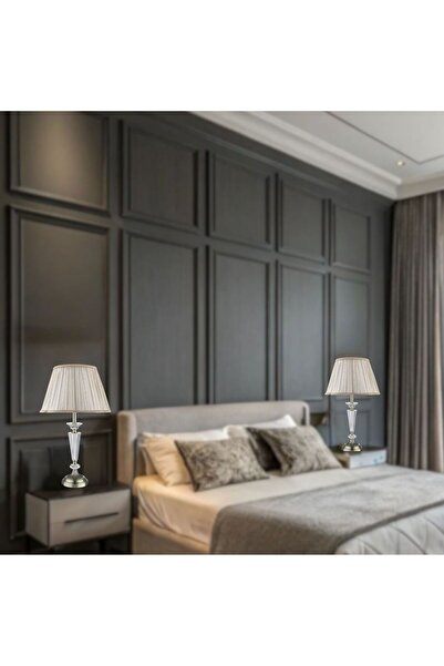 Apliqa (2 Adet) Baron Eskitme Kristal Taşlı Salon Yatak Odası Abajur Seti