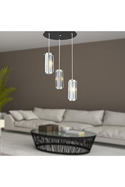 Apliqa Natali 3Lü Sarkıt Krom Modern Genç Odası Mutfak Salon Sarkıt Avize