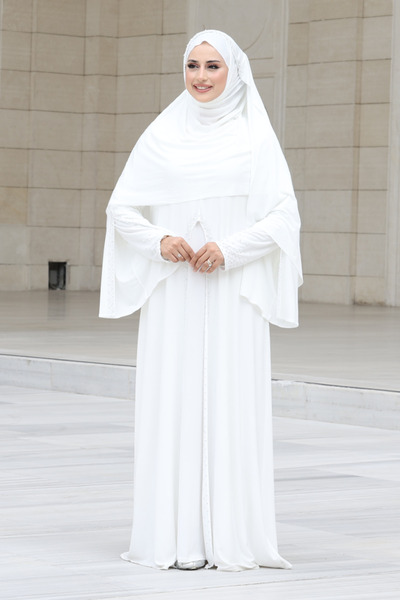 Bym Fashion Pelerin, Elbise ve Şal Üçlü Takım 3932 Ekru