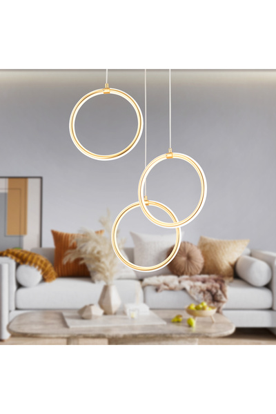 Apliqa Ruscello 3lü Gold Sarkıt 102 Watt Sarkıt Ledli Modern Mutfak Banyo Led...
