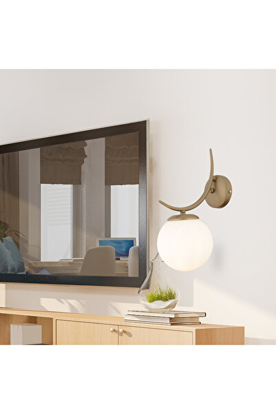 Apliqa Germaine Tekli Eskitme Beyaz Camlı Modern Yatak Başı, Salon Aplik