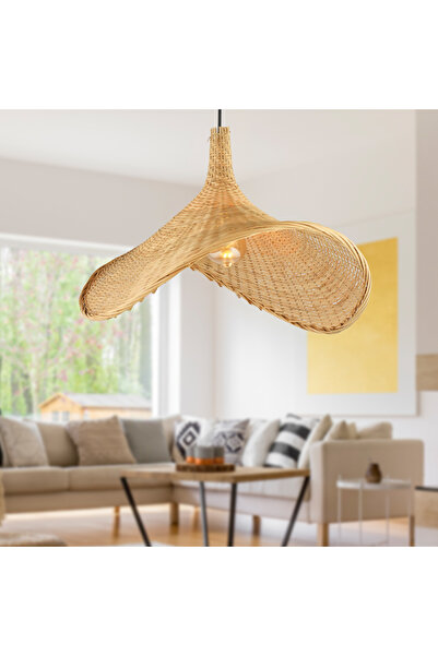 Apliqa Herta Tekli Rattan Modern Tasarım Oturma Odası Avize