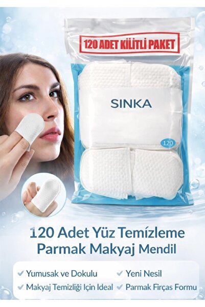 SİNKA 120 Adet Yüz Temizleme Parmak Makyaj Mendil Cilt Bakım Ürünü