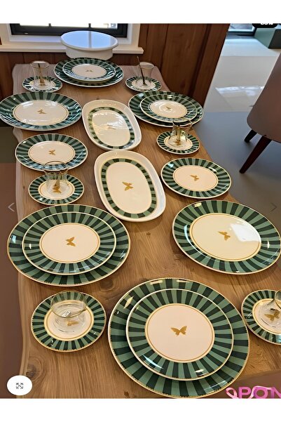 PONCİKPAZAR 38 Parça Pink Candy Kahvaltı Pasta ve Servis Takımı **PORSELEN SERİ