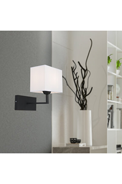 Apliqa Rylee Tekli Beyaz Şapkalı Siyah Duvar Lambası Yatak Odası-yatak Başı-b...