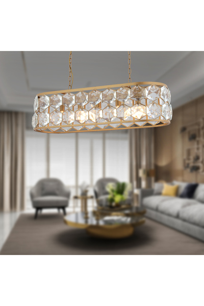 Apliqa Roman 5'li Sıralı Eskitme Kristalli Taşlı Modern Tasarım Kristal Salon...