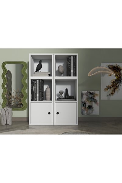 Nettrends Kapaklı Raflı Beyaz Çok Amaçlı Dolap 65,4 Cm Ça-d-1107-Ç