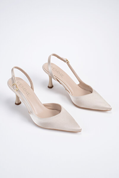 FEMME Siena Kadın Stiletto Sivri Burun Arkası Açık Atkılı Topuklu Ayakkabı