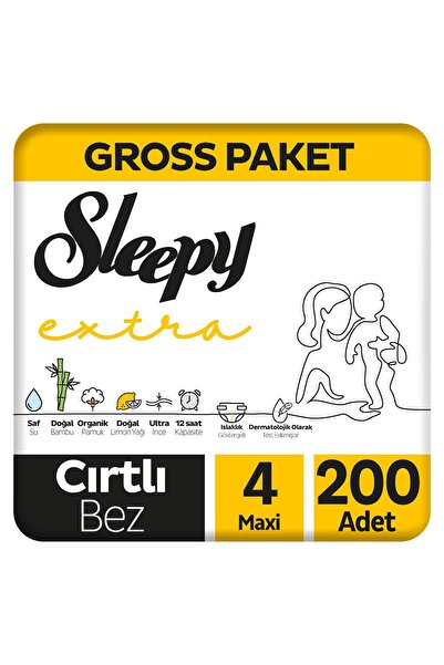 Sleepy Extra Günlük Aktivite Gross Paket Bebek Bezi 4 Numara Maxi 200 Adet