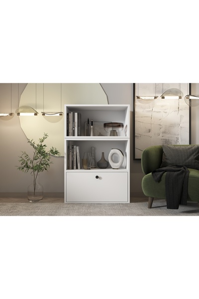 Nettrends Kapaklı Raflı Beyaz Çok Amaçlı Dolap 65,4 Cm Ça-d-1144-Ç