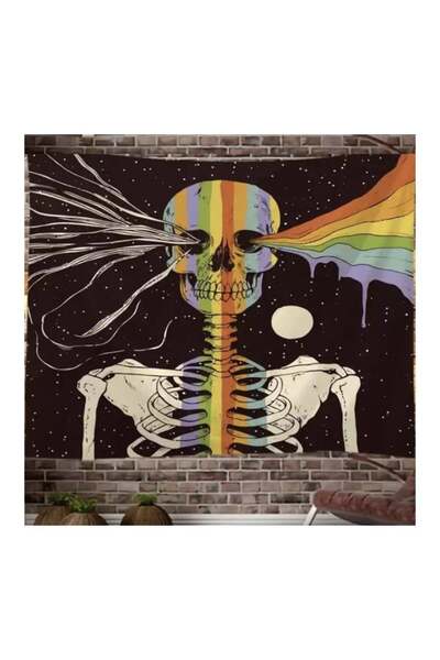 Köstebek 70 X 100 Cm Rainbow Skull Duvar Halısı