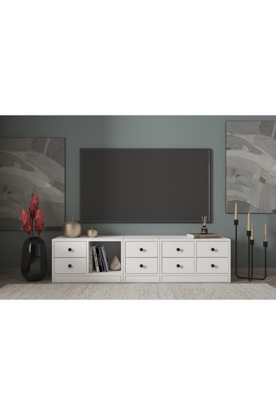 Nettrends Dolapli Çekmeceli Tv Ünitesi Beyaz Tvt-1023-Ç