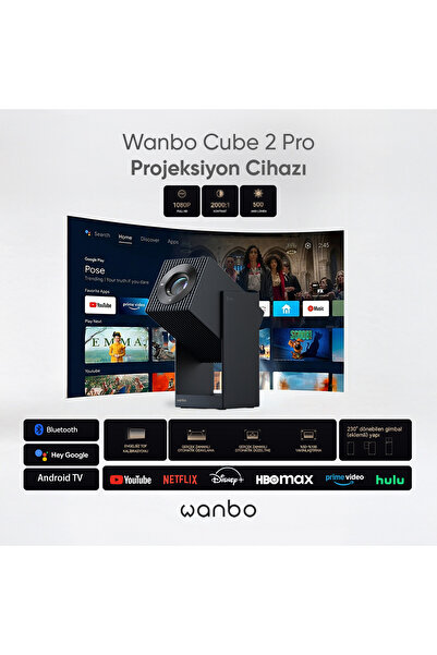 wanbo Cube 2 Pro Projeksiyon Cihazı 500 Ansi -Mavi